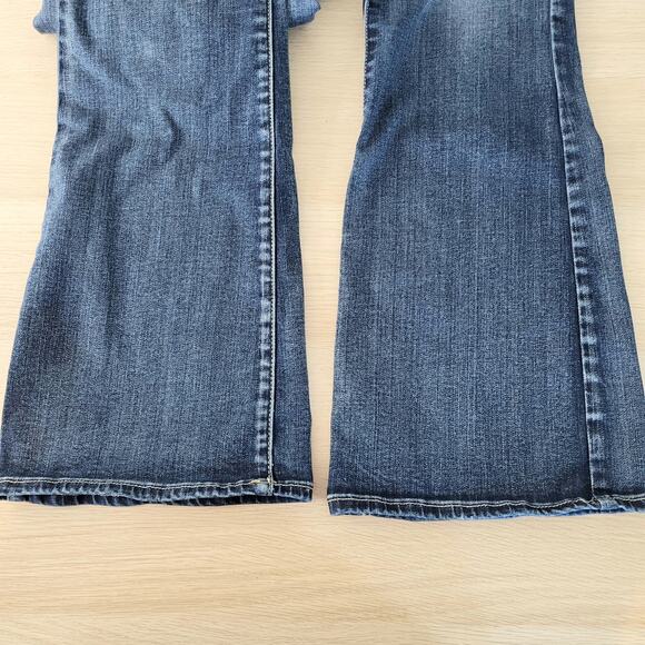 American Eagle Kick Boot Super Stretch Bootcut Jeans Dark Medium Wash Mid Rise 8 - Picture 7 of 10